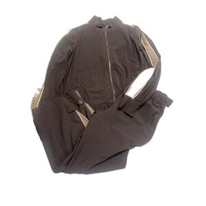 INDIES‎ Black Track Set Jacket + Pants Animal Print Trim Size M l